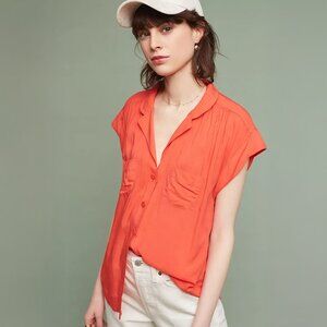 Anthropologie Maeve Raffine Blouse in Tangerine - sz Large